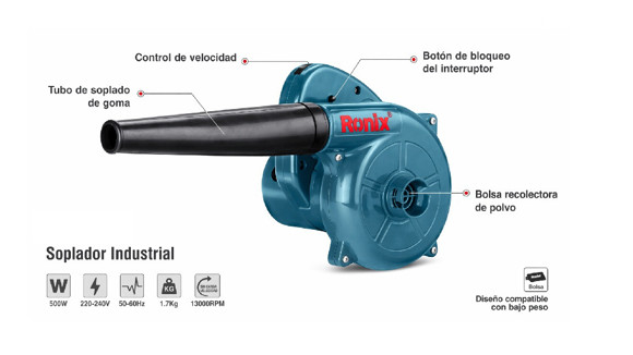 Imagen de SOPLADORA DE JARDIN RONIX ELECTRICA 220V 400W
